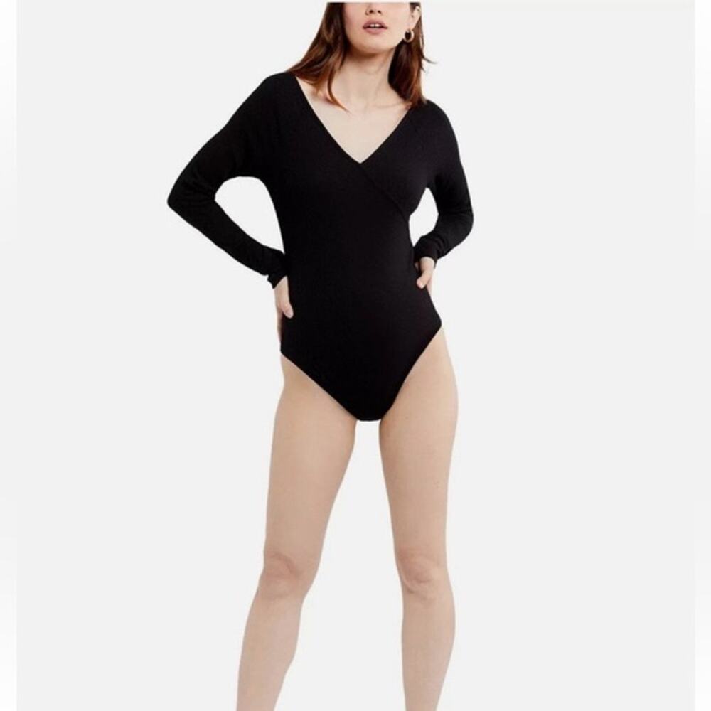 A Pea in the Pod Maternity Black Long Sleeve Ribbed Bodysuit Size XS